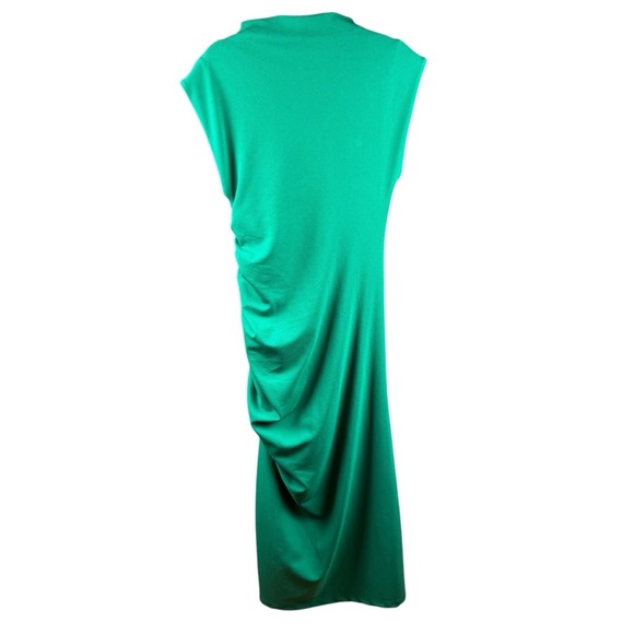 EUC Anthropologie Maya Ruched Cowl Neck Vibrant Green Stretch-Fitting Midi Sz Sm - Picture 5 of 13